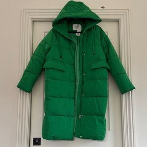 NWT Green Hooded Puffer Coat M